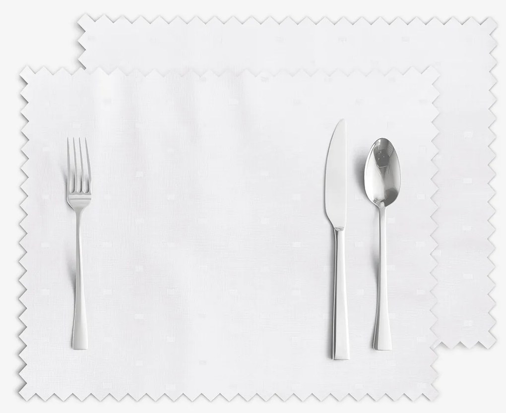 Goldea sviatočné prestieranie na stôl teflónové - biele s lesklými obdĺžnikmi - sada 2ks 30 x 40 cm