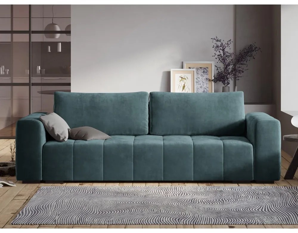 Modrá zamatová rozkladacia pohovka Milo Casa Luca