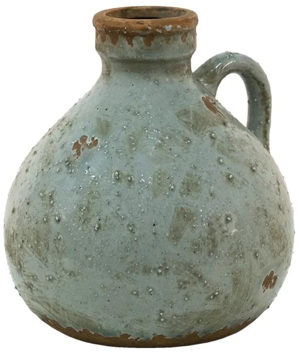 Sivá keramická dekoratívna váza s uškom - 15*15*16 cm
