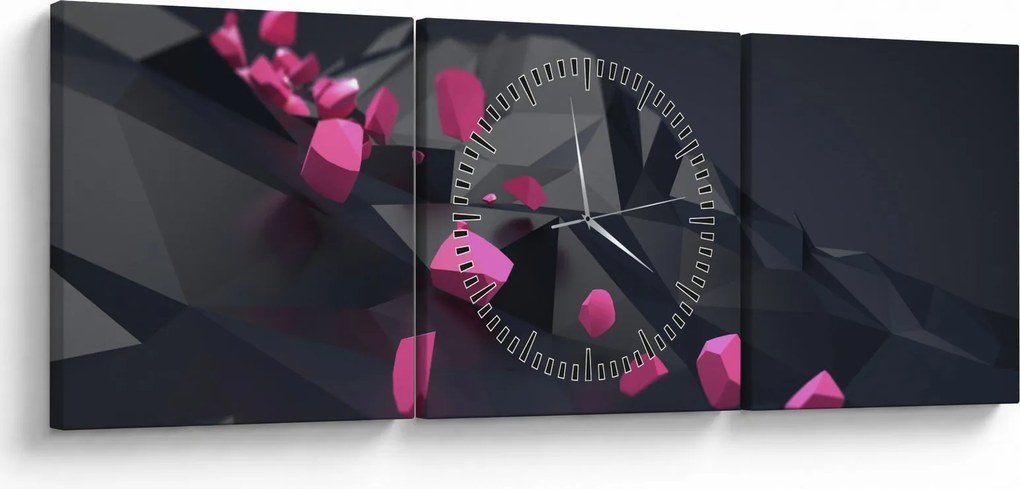 Obraz 3D abstrakcie (s hodinami) (90x30 cm)