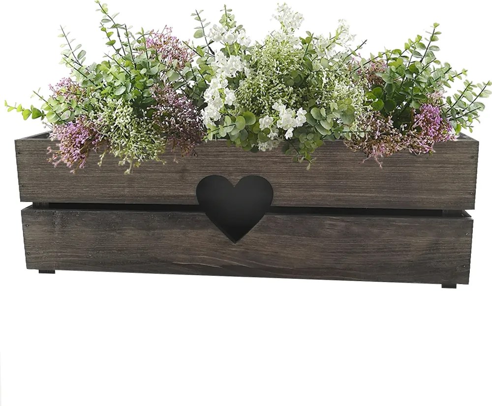 AMADEA Drevený obal s hrantíkom so srdcom tmavý, 52x21,5x17cm Český výrobok