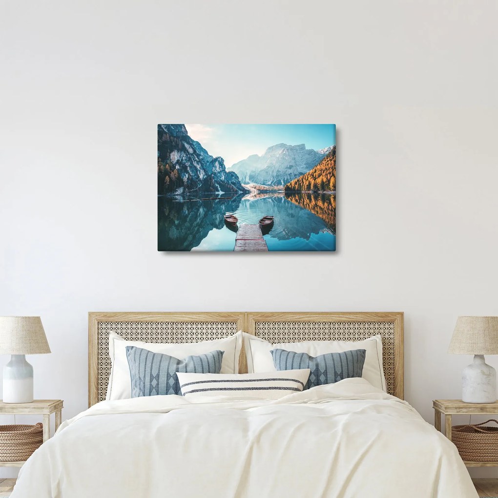 Obraz - Lode na jazere Braies (70x50 cm)
