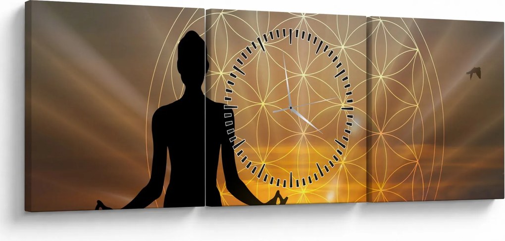 Obraz meditácie (s hodinami) (90x30 cm)