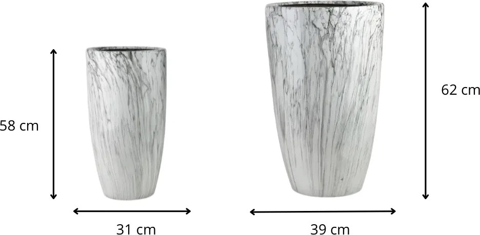 Sada 2 ks keramických kvetináčov NEVA MARBLE II biela/sivá