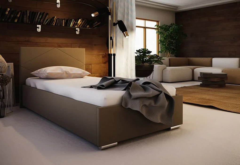Jednolôžková čalúnená posteľ FOX 5 + rošt + matrac, 90x200