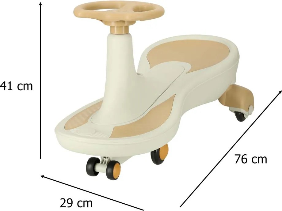 KIK Gravitačná jazda Swing Fix S4, 76 cm, béžová, LED kolesá a hudba