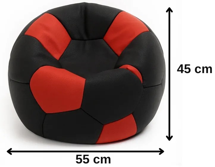 Sedací vak futbalová lopta malá čiernočervená EMI