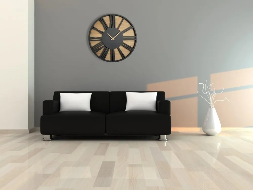 Luxusné drevené hodiny s priemerom 50cm ROMAN LOFT Priemer 50 cm
