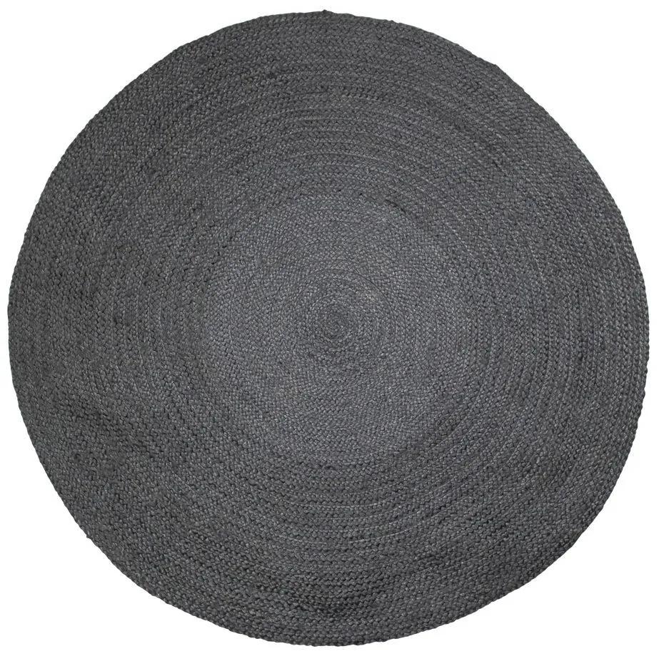 Čierny guľatý jutový koberec Bastien - Ø170 * 1cm