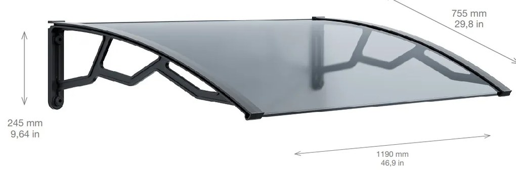 ARTPLAST Vchodová strieška 80x120cm, transparentná