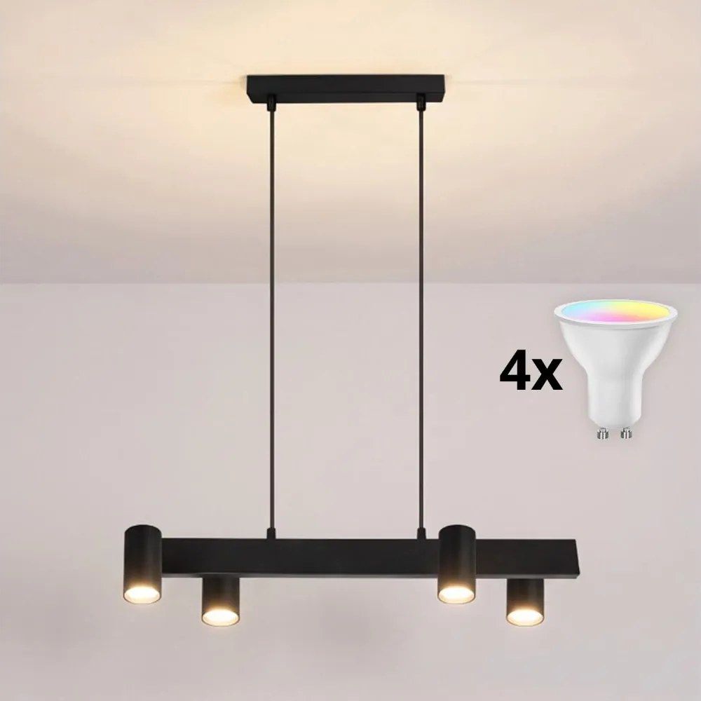 BRILAGI - LED RGBW stmievateľný luster na lanku SELE 4xGU10/6,5W/230V čierny