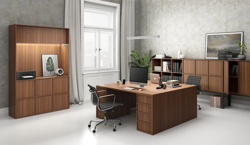 Šatníková skriňa FRAME, 2 oddiely, 872 x 450 x 1735 mm, PUSH-lock, orech