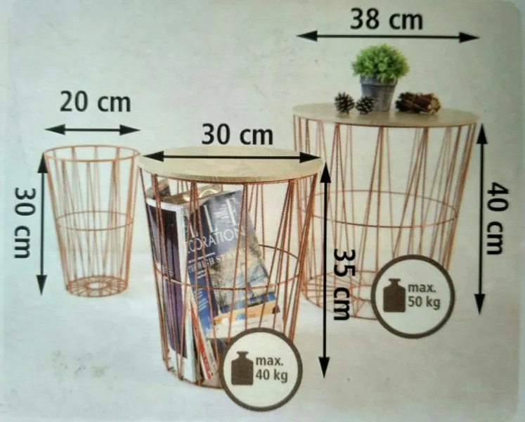 3dílná sada odkládacích stolků Home &amp; Co
