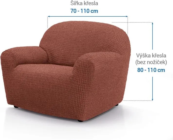 Super strečové poťahy RUBINIA tehlová kreslo (š. 70 - 110 cm)