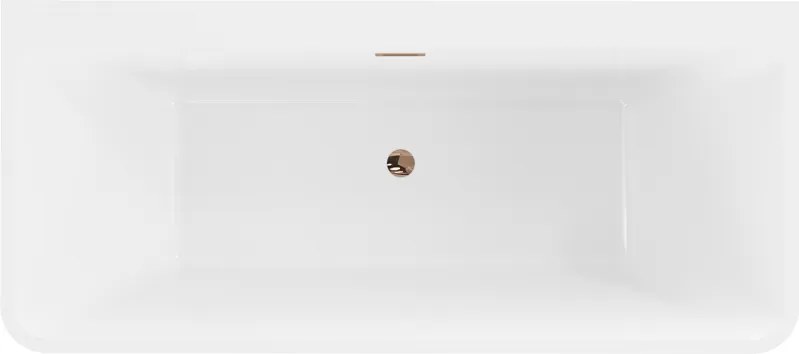 Mexen Volta, voľne stojaca nástenna vaňa 170 x 75 cm, biela-čierna, ružové zlato prepad, 51131707575-60