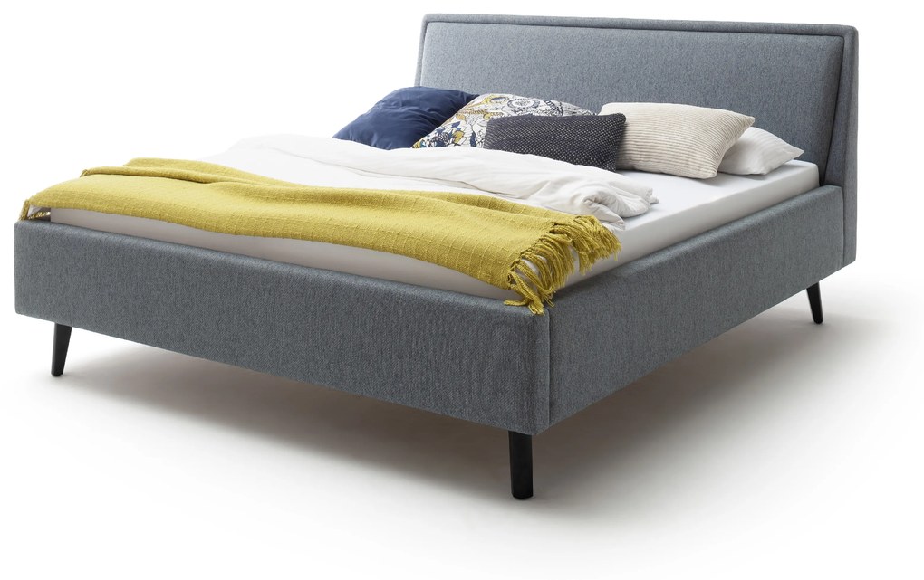 Čalúnená posteľ FRIEDA 160x200 s úložným priestorom, modrá Barva: drevo