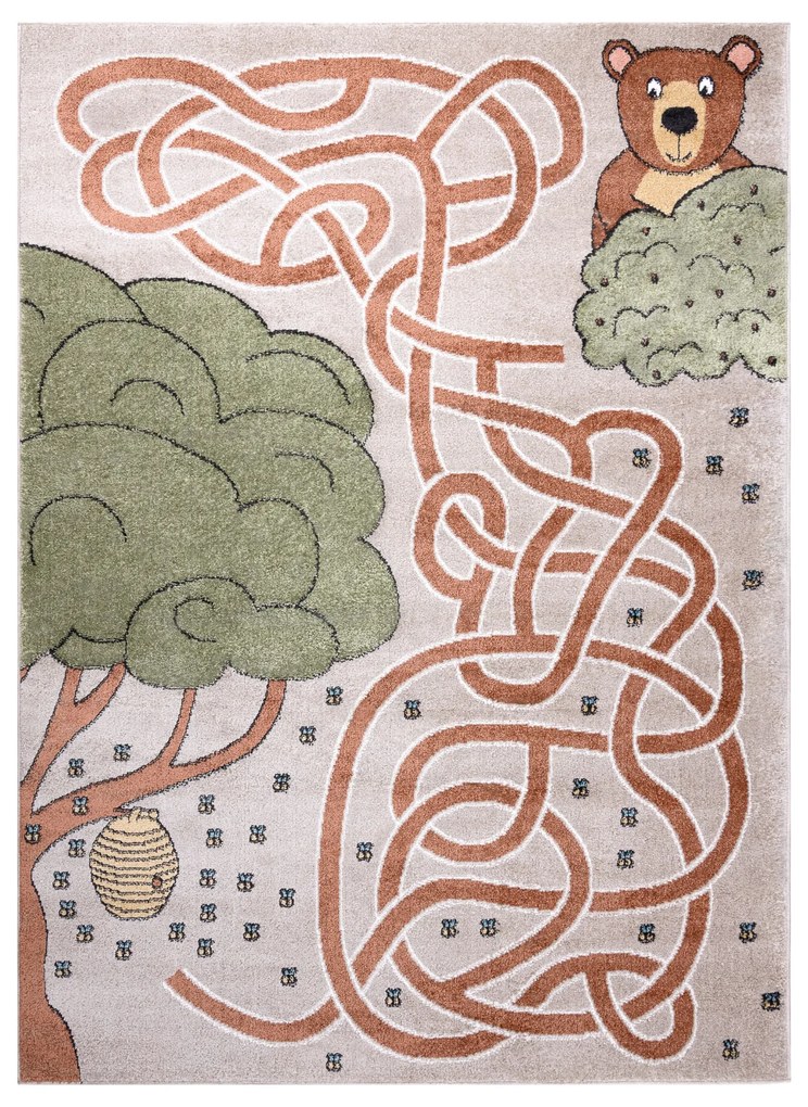 Koberec FUN Honey pre deti, medveď, včely béžový