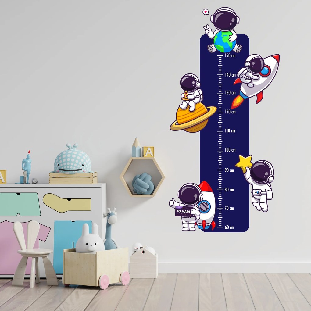 PIPPER. Detský meter - Astronauti - textilná nálepka na stenu
