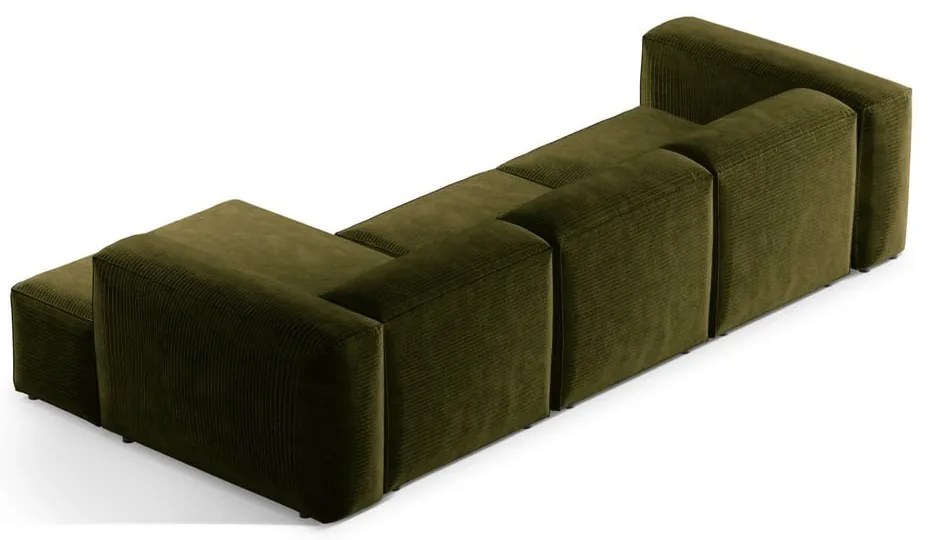 Zelená menčestrová rohová pohovka (pravý roh/s leňoškou) Bergamo – Cosmopolitan Design