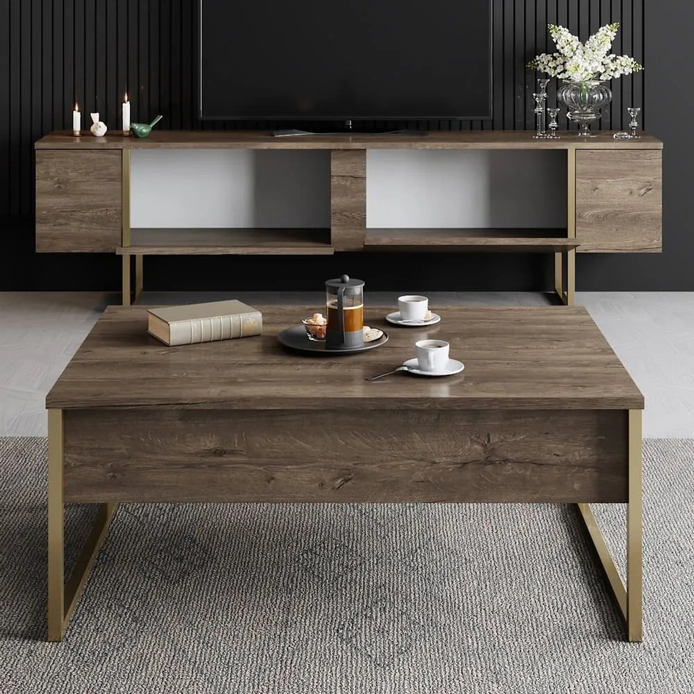 TV stolík v dekore orecha v prírodnej farbe 180x30 cm Luxe – Kalune Design