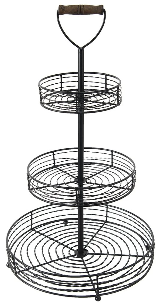 Čierny kovový 3-poschodový etažér Ricard - Ø 34*59 cm