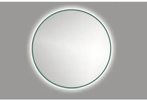 Okrúhle zrkadlo do kúpeľne s LED osvetlením Round line backlight v zelenom ráme Ø 80 cm