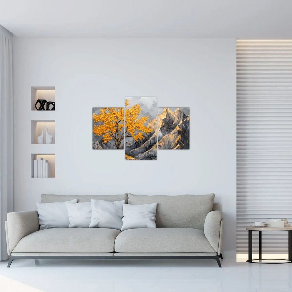Obraz – Zlatý strom v horách (90x60 cm)