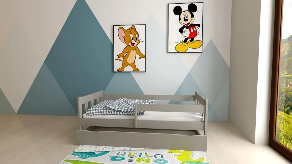 Detská posteľ z masívu borovice MAJA - 200x90 cm - šedá