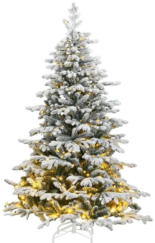 Umelý výklopný vianočný stromček 300 LED a snehové vločky 210cm 3210478