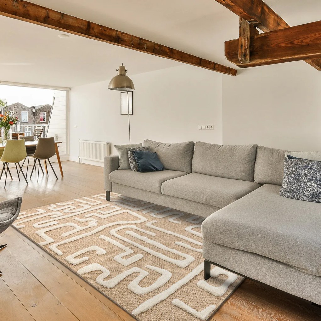 Dywany Łuszczów, Kusový koberec Spark 0711A beige/cream, 160x220, béžová, chodba / predsieň