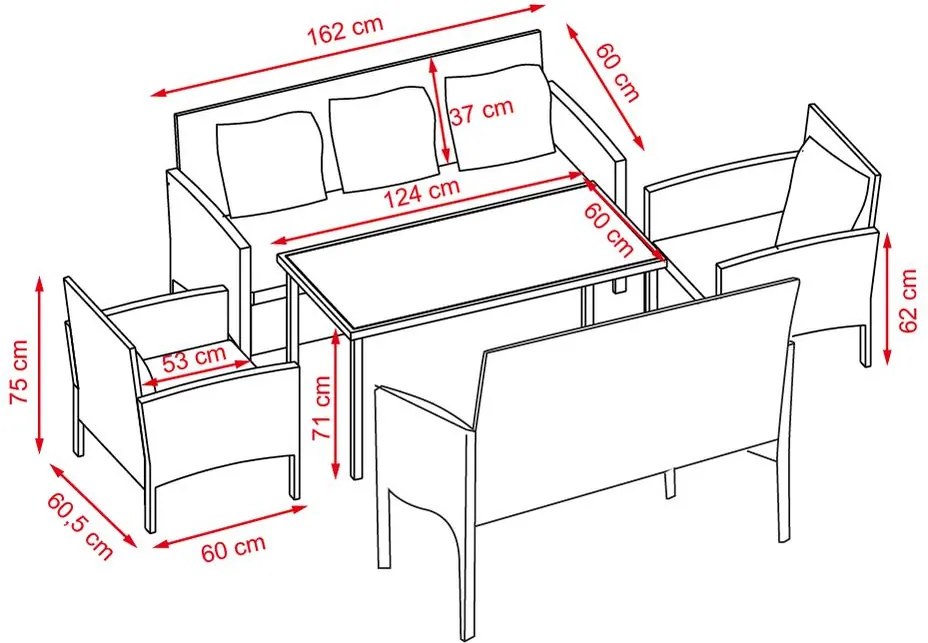 Ratanová záhradná súprava BRIXEN - Hnedá
