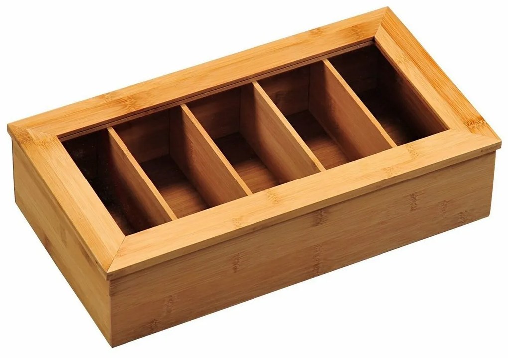 Kesper 58900 Organizér na čaje bambus, 5 priehradok, 36 x 20 x 9 cm