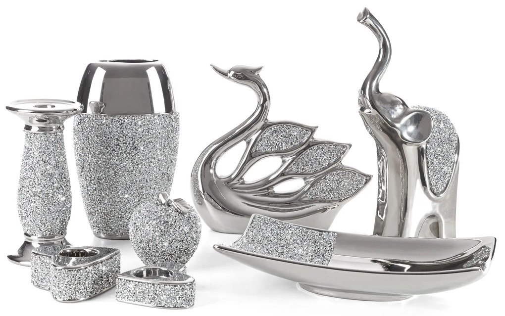 DEKORAČNÁ SOŠKA PALMERA 27X8X26 CM STRIEBORNÁ