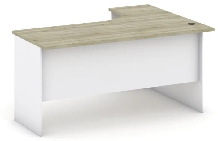 Rohový kancelársky pracovný stôl MIRELLI A+, ľavý, biela/dub sonoma