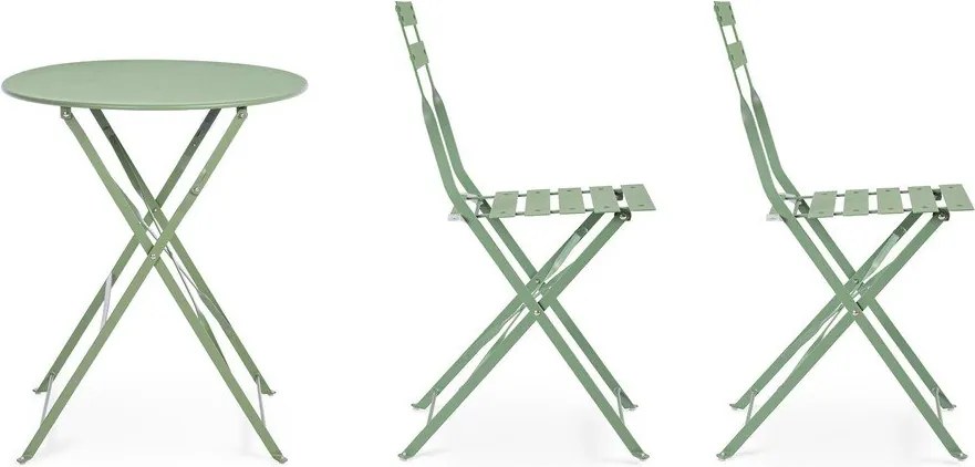 Šalviovozelená oceľová záhradná jedálenská súprava pre 2 Austin – Bizzotto