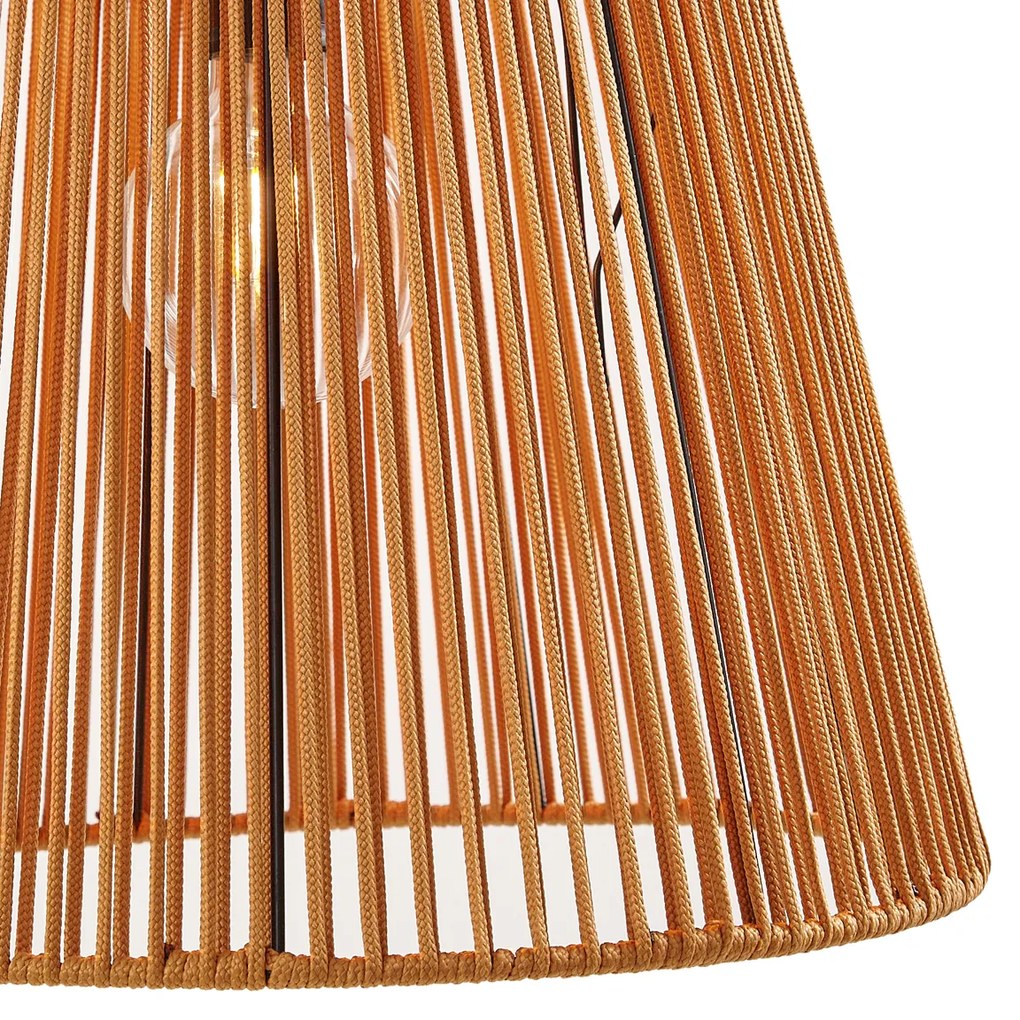 Vonkajšia závesná lampa čierna s oranžovým lanovým tienidlom IP44 - Cava Jayla