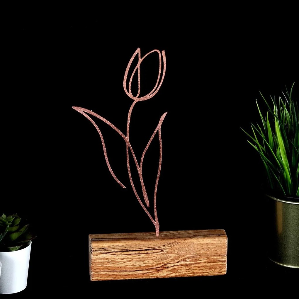 Kovová dekorácia Tulip 30 cm bronzová