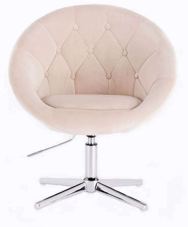 LuxuryForm DESIGN Kreslo VERA VELUR na striebornom kríži - krémové