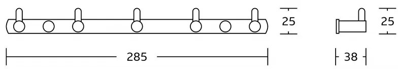 Mexen príslušenstvo, držiak na uterák, 5-háčik, chrómová, 709165-00