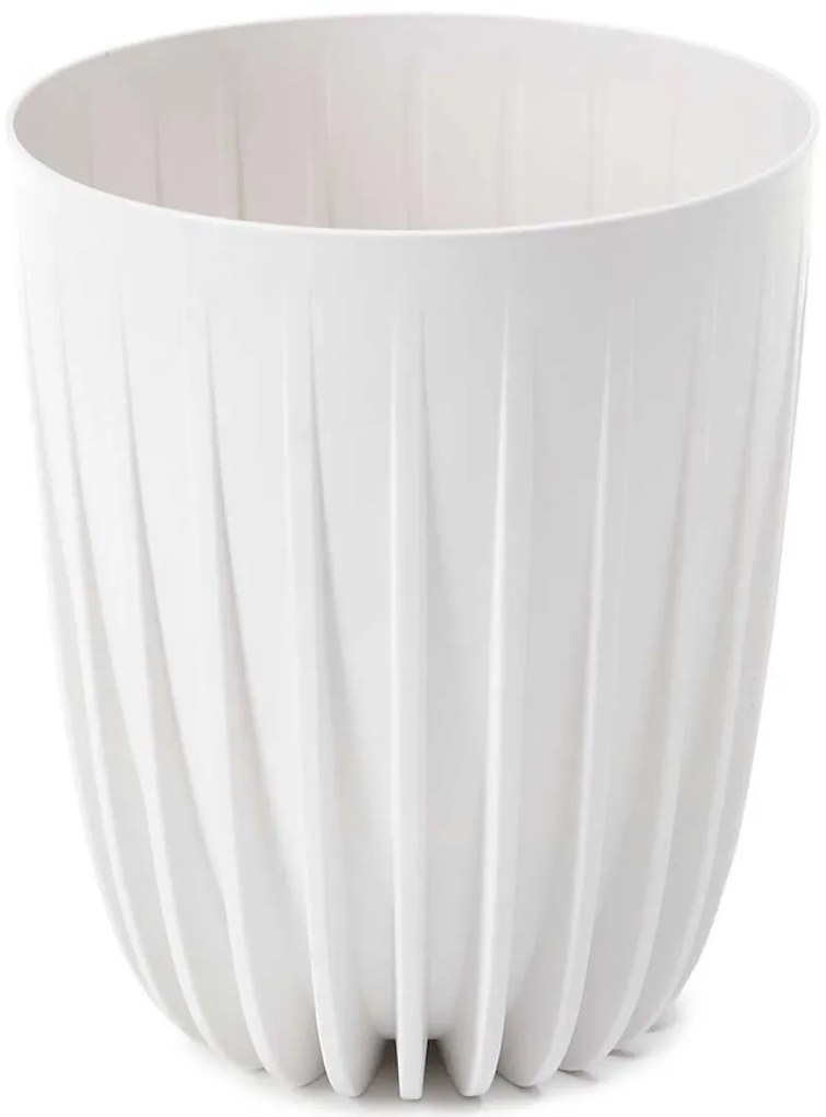 PLASTOVÝ KVETINÁČ STRIPPED ECO 23X19 CM BIELA