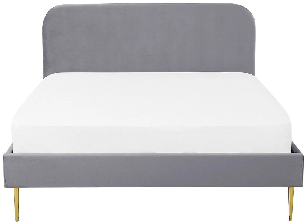 Zamatová posteľ 160 x 200 cm sivá FLAYAT Beliani
