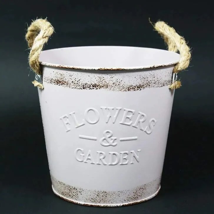 Plechový kvetináč s rúčkami Flower&Garden 15cm