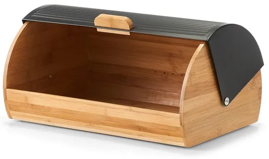 Zeller Present Chlebník veľký, bambusový s odklápacím vekom - čierny kov