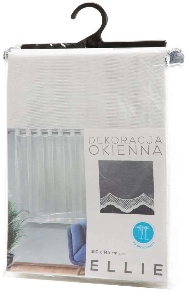 ZÁCLONA NA KRÚŽKOCH ELLIE 350X145 CM BIELA