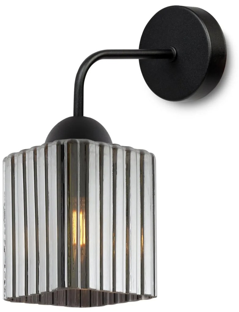 Nástenné svietidlo Riffle Square, 1x grafitové sklenené tienidlo, b