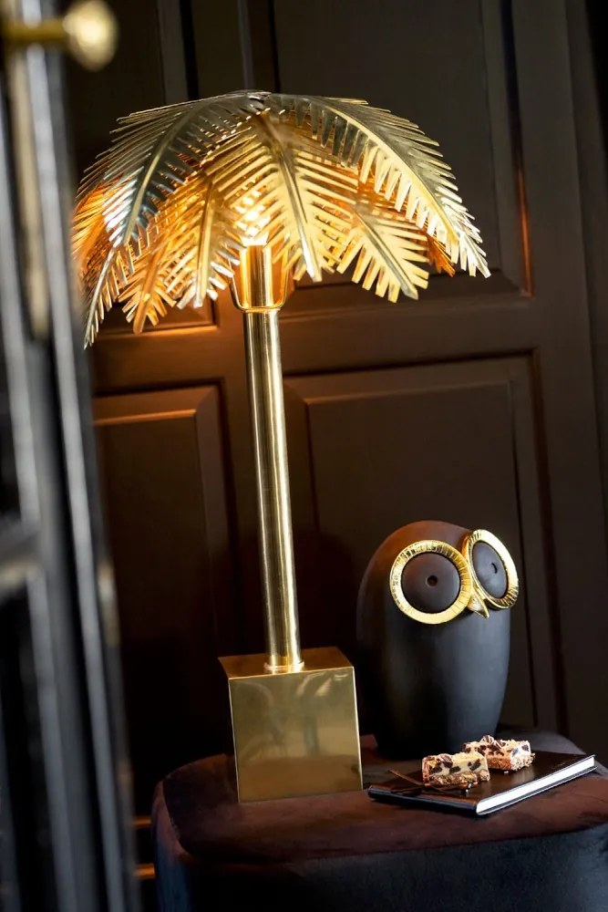 Zlatá kovová stolná palmová lampa Coconut - Ø 45 * 72 cm