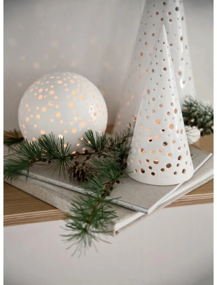 Biely vianočný svietnik z kostného porcelánu Kähler Design Nobili, výška 19 cm