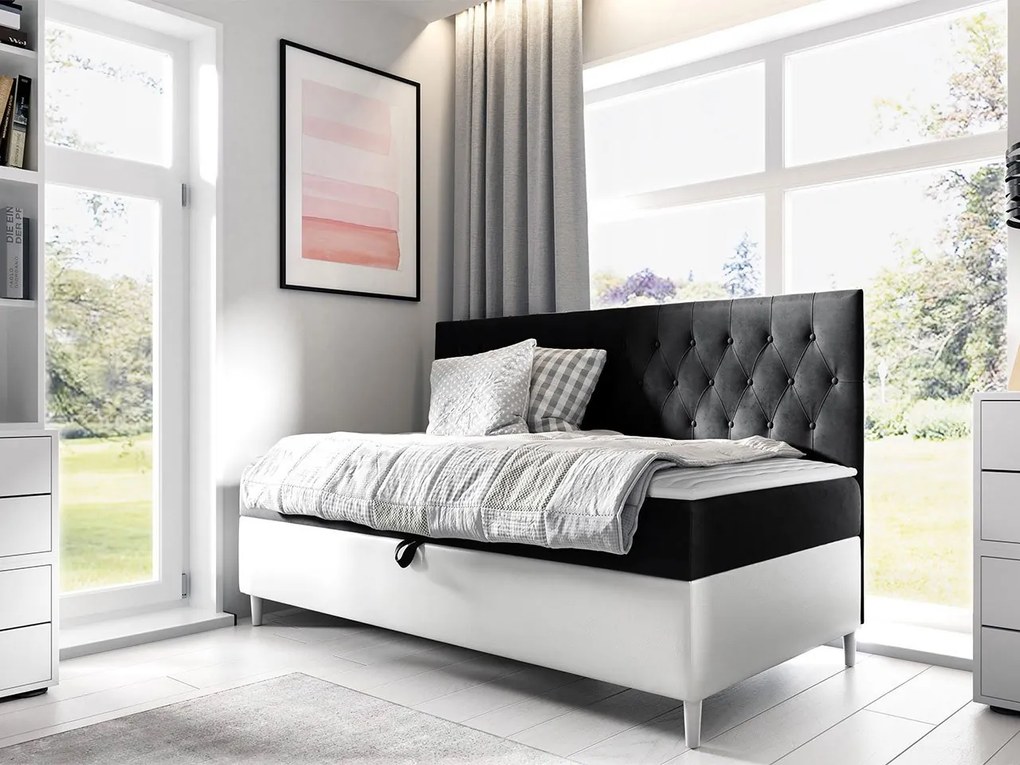 Kontinentálna posteľ Junior Gerdise 2, Rozmer postele: 100x200, Dostupné poťahy: ekokoža Soft 017 (biela) + Fresh 34