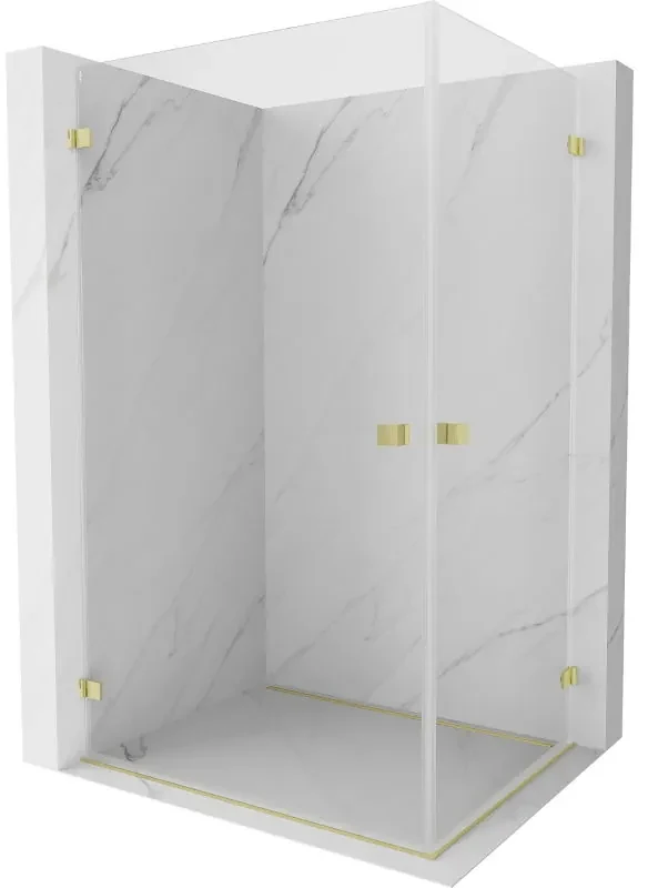 Mexen Lunar-B Duo, výklopný sprchový kút 85 x 75 cm, 8mm číre sklo, zlatý matný profil, 832-085L-075P-55-00