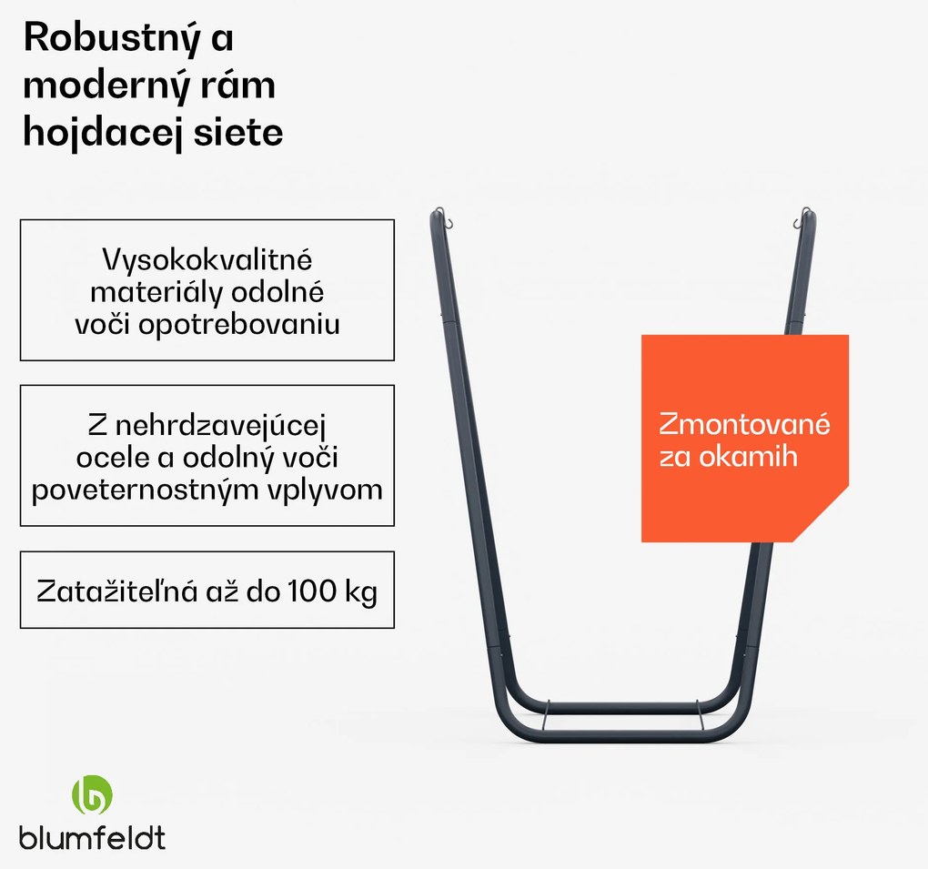 Blumfeldt SwayStation Curve rám hojdacej siete, odolný proti korózii, odolný proti poveternostným vplyvom, vnútorný/ vonkajší priestor, do 100 Kg